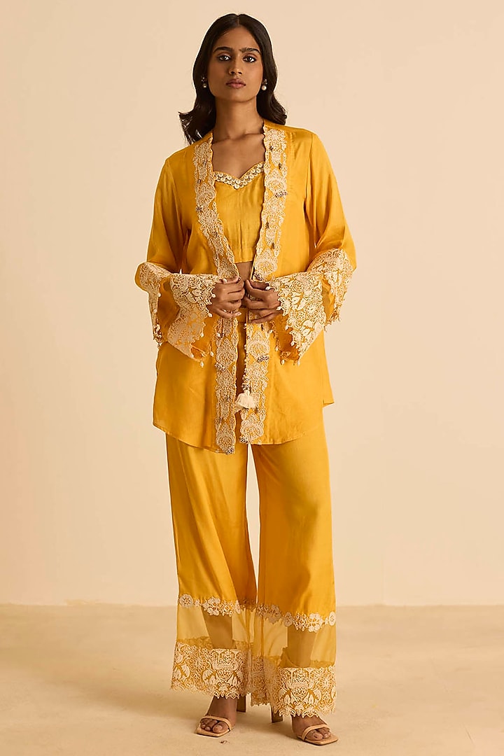 Orange Cotton Silk & Organza Dori Embroidered Co-Ord Set by Inej at Pernia's Pop Up Shop