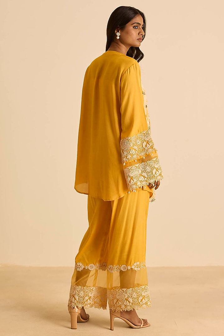 Orange Cotton Silk & Organza Dori Embroidered Co-Ord Set by Inej at Pernia's Pop Up Shop