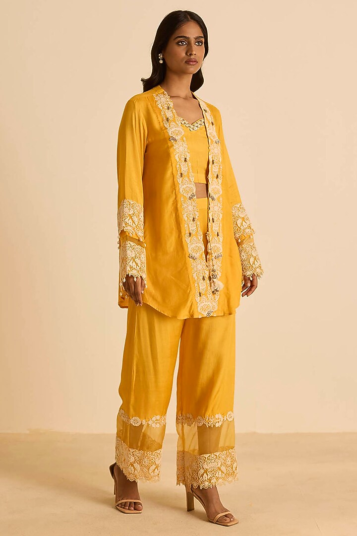 Orange Cotton Silk & Organza Dori Embroidered Co-Ord Set by Inej at Pernia's Pop Up Shop