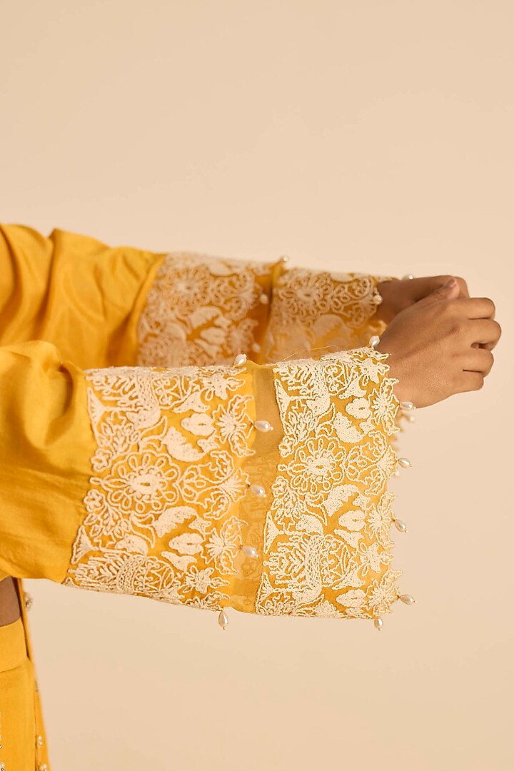 Orange Cotton Silk & Organza Dori Embroidered Co-Ord Set by Inej at Pernia's Pop Up Shop