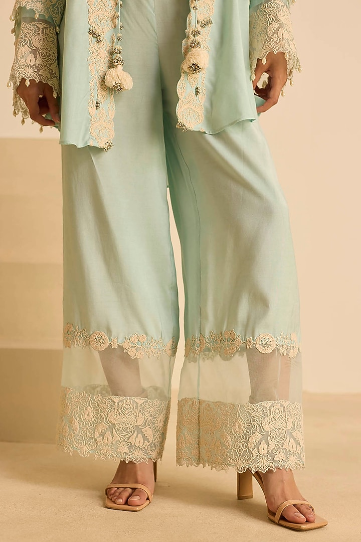 Sky Blue Cotton Silk & Organza Dori Embroidered Co-Ord Set by Inej at Pernia's Pop Up Shop