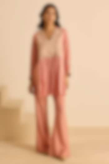 Pink Cotton Silk Dori Embroidered Co-Ord Set by Inej at Pernia's Pop Up Shop