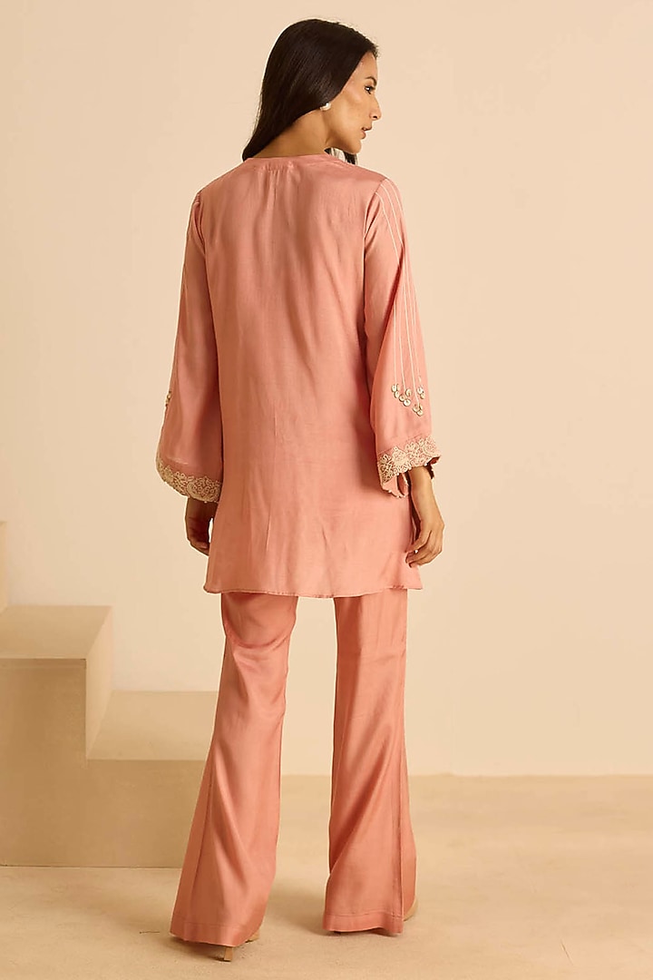 Pink Cotton Silk Dori Embroidered Co-Ord Set by Inej at Pernia's Pop Up Shop