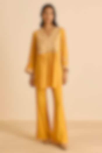 Orange Cotton Silk Dori Embroidered Co-Ord Set by Inej at Pernia's Pop Up Shop