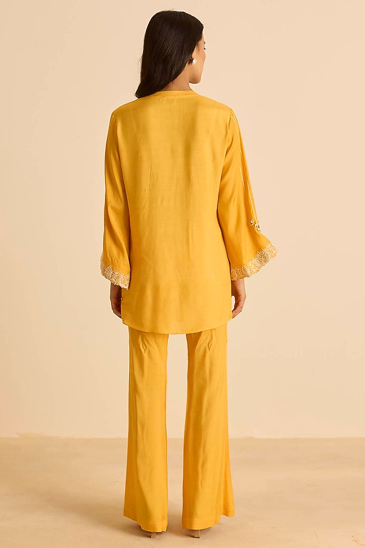 Orange Cotton Silk Dori Embroidered Co-Ord Set by Inej at Pernia's Pop Up Shop