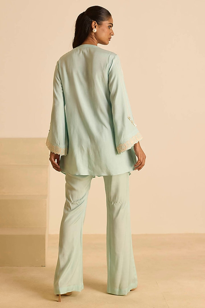 Sky Blue Cotton Silk Dori Embroidered Co-Ord Set by Inej at Pernia's Pop Up Shop