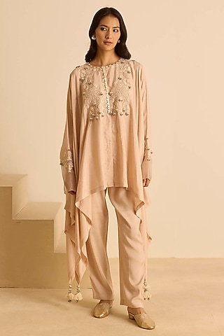 Peach Whisper 100% Pure linen printed co-ord sets