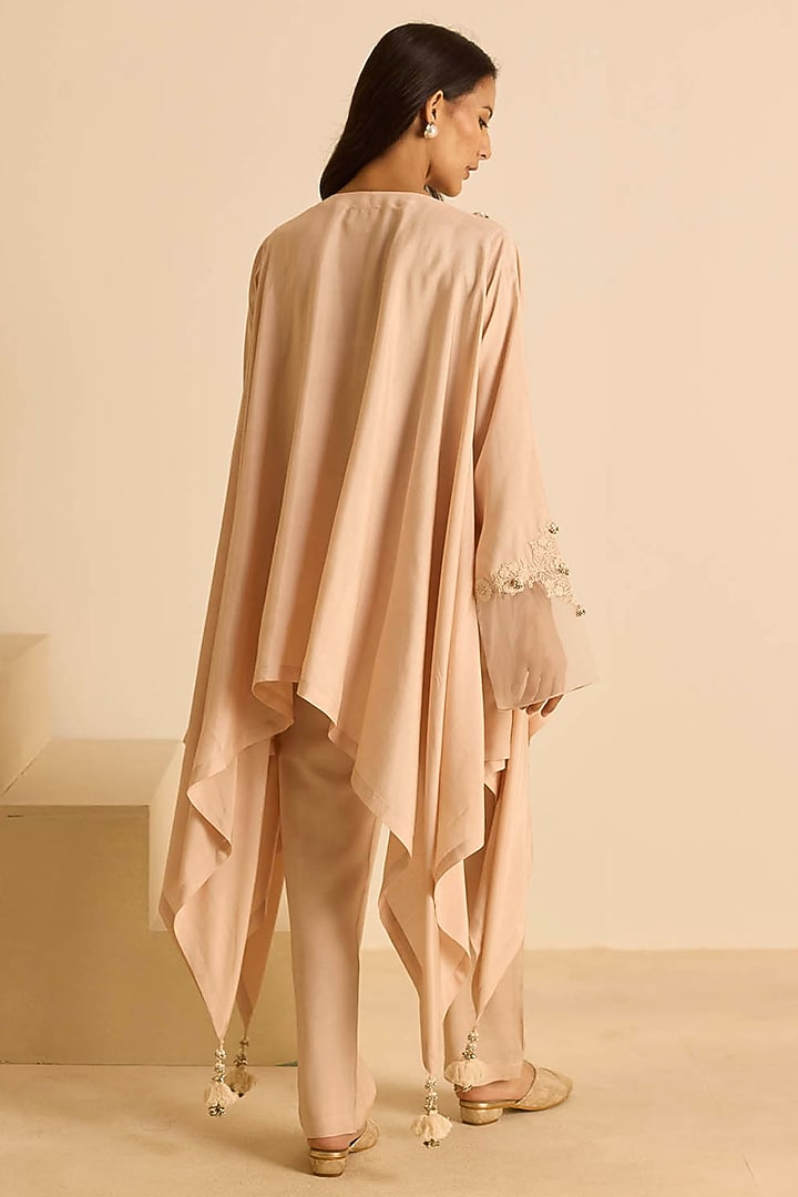 Peach Cotton Silk Dori Embroidered Co-Ord Set by Inej at Pernia's Pop Up Shop