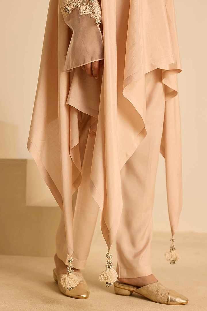 Peach Cotton Silk Dori Embroidered Co-Ord Set by Inej at Pernia's Pop Up Shop