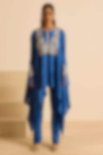 Blue Cotton Silk Dori Embroidered Co-Ord Set by Inej at Pernia's Pop Up Shop