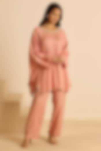 Pink Cotton Silk Sequins Embroidered Co-Ord Set by Inej at Pernia's Pop Up Shop