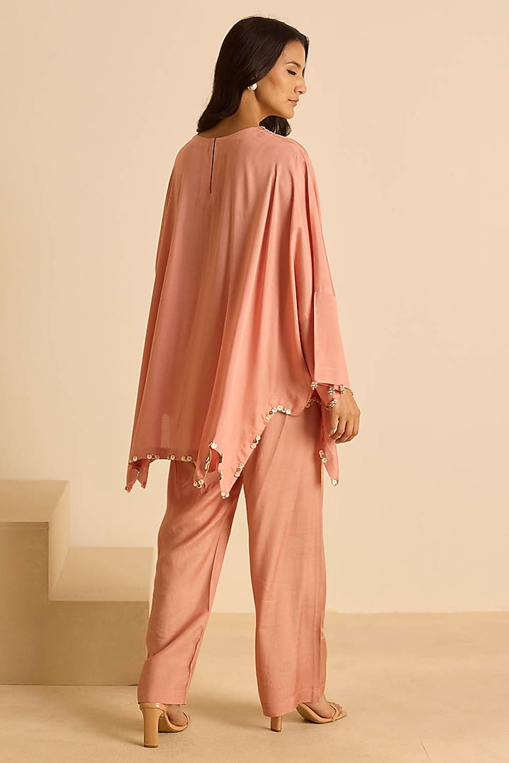 Pink Cotton Silk Sequins Embroidered Co-Ord Set by Inej at Pernia's Pop Up Shop
