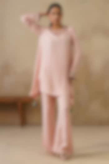 Pink Cotton Silk Embroidered Co-Ord Set by Inej at Pernia's Pop Up Shop
