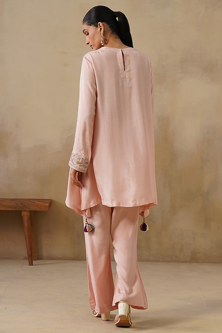 Pink Cotton Silk Embroidered Co-Ord Set by Inej at Pernia's Pop Up Shop