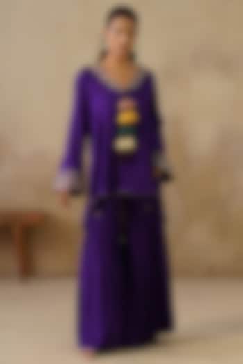 Purple Cotton Silk Gharara Set by Inej at Pernia's Pop Up Shop
