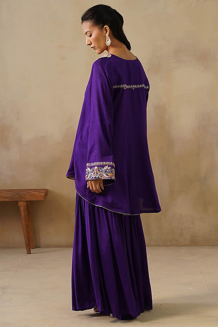 Purple Cotton Silk Gharara Set by Inej at Pernia's Pop Up Shop