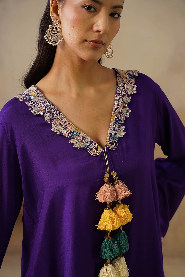 Purple Cotton Silk Gharara Set by Inej at Pernia's Pop Up Shop