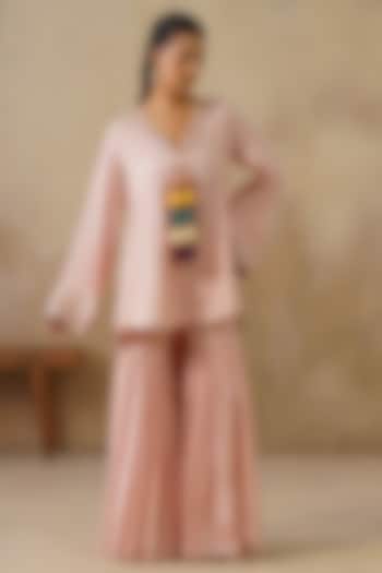 Pink Cotton Silk Gharara Set by Inej at Pernia's Pop Up Shop