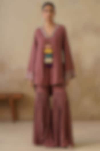 Brown Cotton Silk Gharara Set by Inej at Pernia's Pop Up Shop