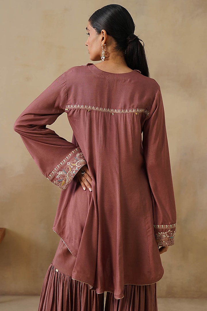Brown Cotton Silk Gharara Set by Inej at Pernia's Pop Up Shop