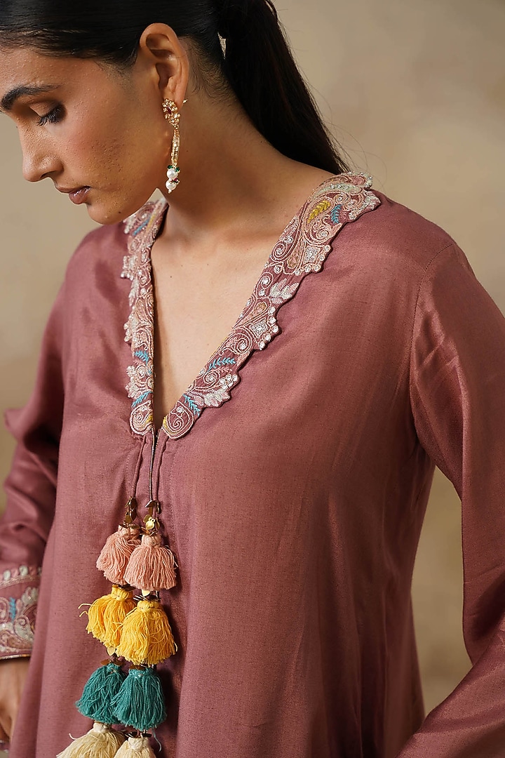 Brown Cotton Silk Gharara Set by Inej at Pernia's Pop Up Shop