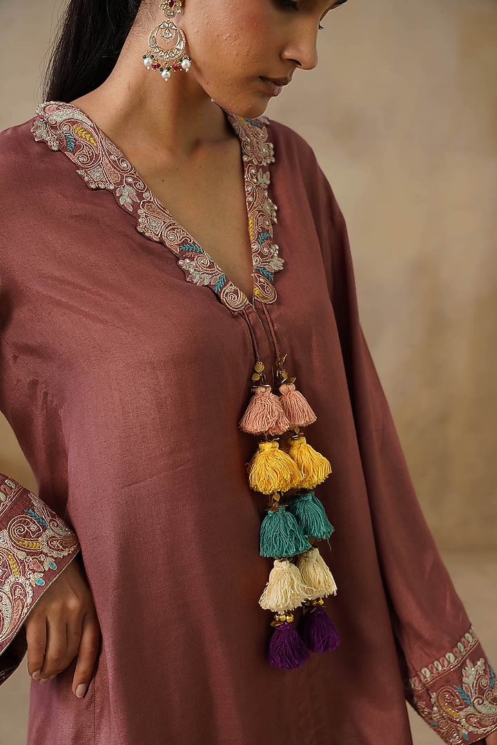 Brown Cotton Silk Gharara Set by Inej at Pernia's Pop Up Shop