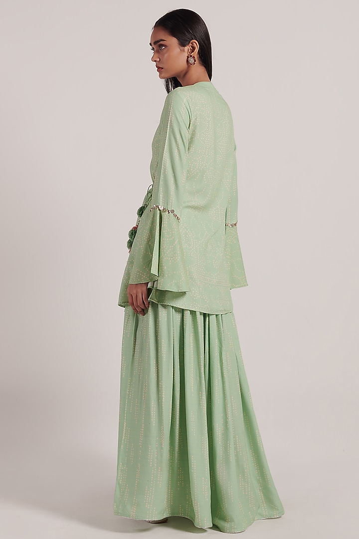 Green Rayon Flex Party Wear Sharara Set by Inej at Pernia's Pop Up Shop