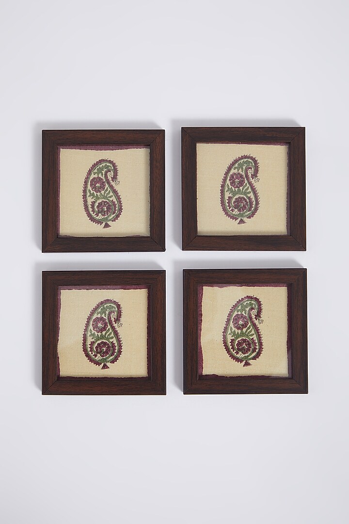 Brown & Beige Framed Coasters (Set of 4) by Inheritance India at Pernia's Pop Up Shop
