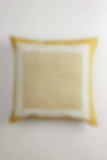Yellow & White Motifs Printed Cushion Covers (Set of 2) by Inheritance India