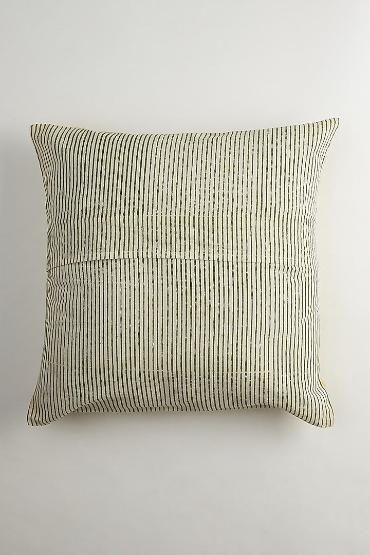 Yellow & White Motifs Printed Cushion Covers (Set of 2) by Inheritance India at Pernia's Pop Up Shop