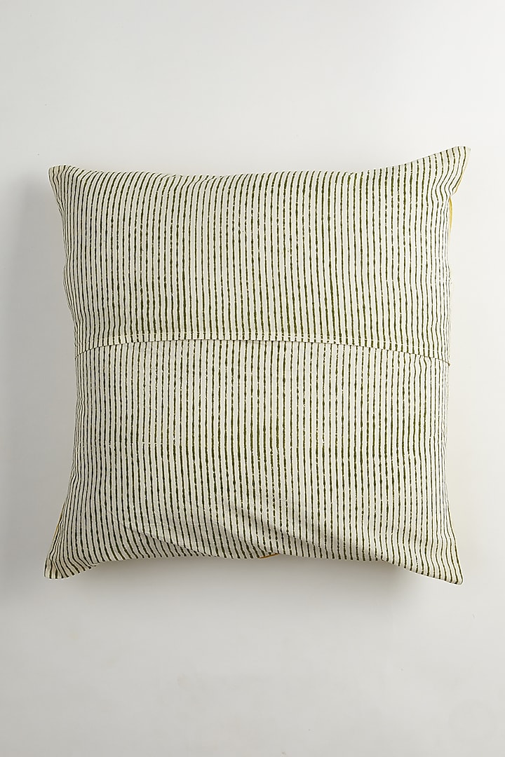 Yellow & White Floral Printed Cushion Covers (Set Of 2) by Inheritance India at Pernia's Pop Up Shop