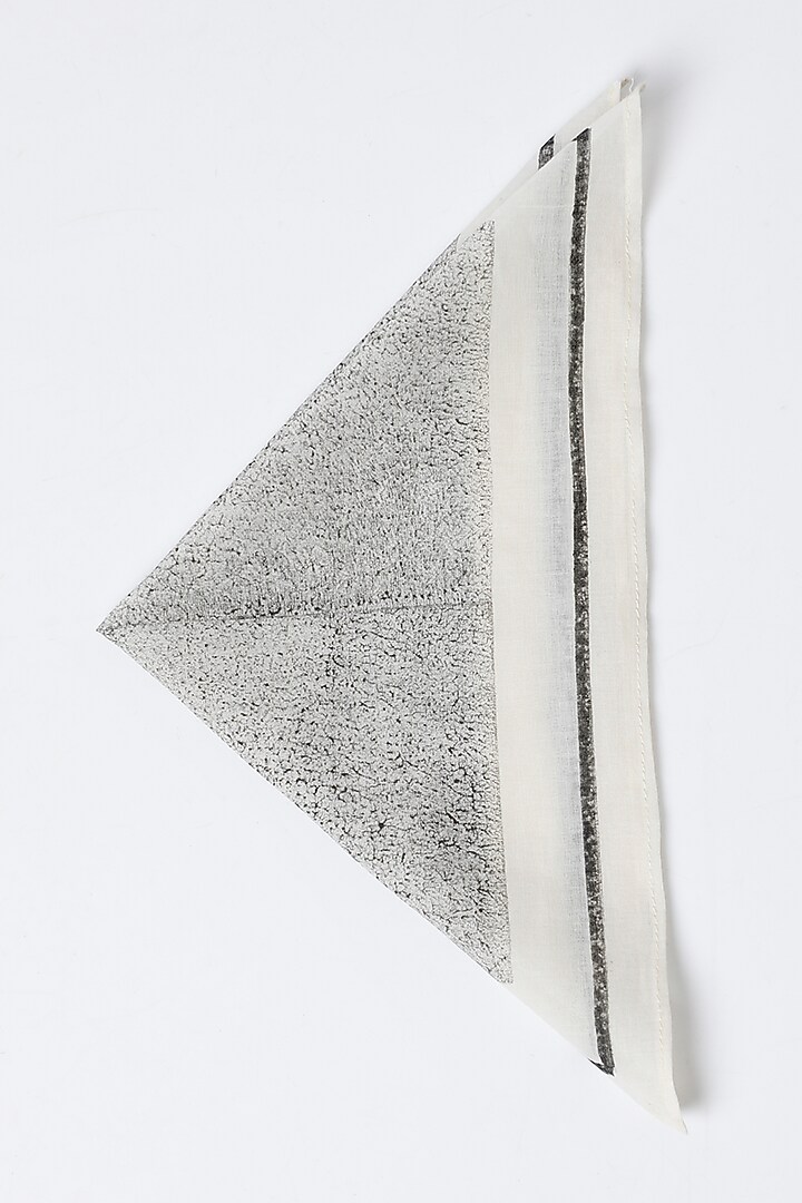 White & Black Cotton Table Mat & Napkin Set (Set of 8) by Inheritance India at Pernia's Pop Up Shop
