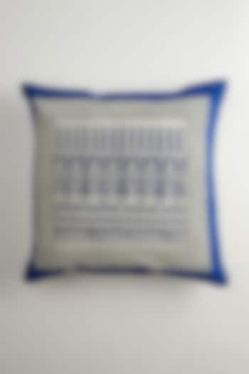 Blue & White Cotton Floral Printed Cushion Covers (Set Of 2) by Inheritance India