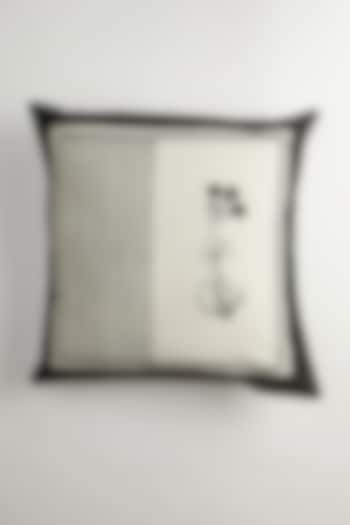 Black & White Cotton Hand Block Printed Cushion Covers (Set Of 2) by Inheritance India