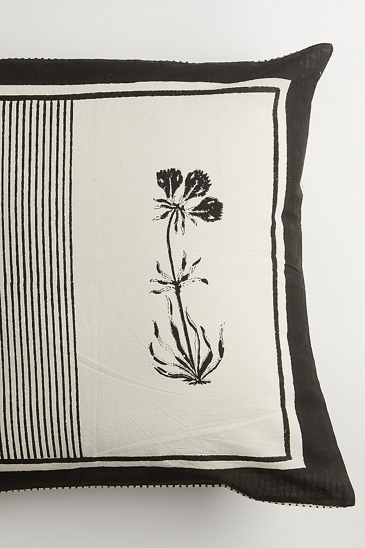 Black & White Cotton Hand Block Printed Cushion Covers (Set Of 2) by Inheritance India at Pernia's Pop Up Shop