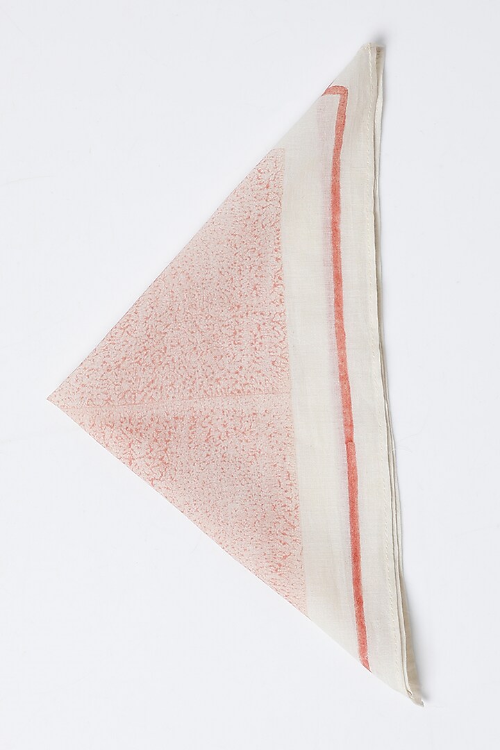 White & Pink Cotton Table Mat & Napkin Set (Set of 8) by Inheritance India at Pernia's Pop Up Shop