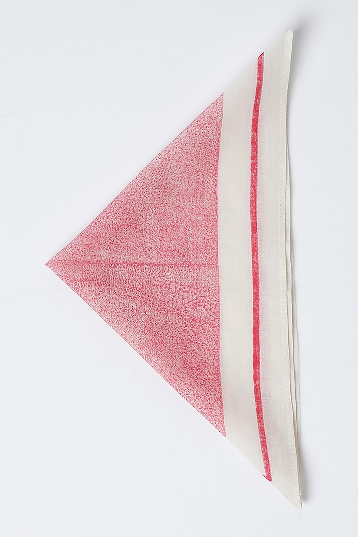 White & Magenta Cotton Table Mat & Napkin Set (Set of 8) by Inheritance India at Pernia's Pop Up Shop