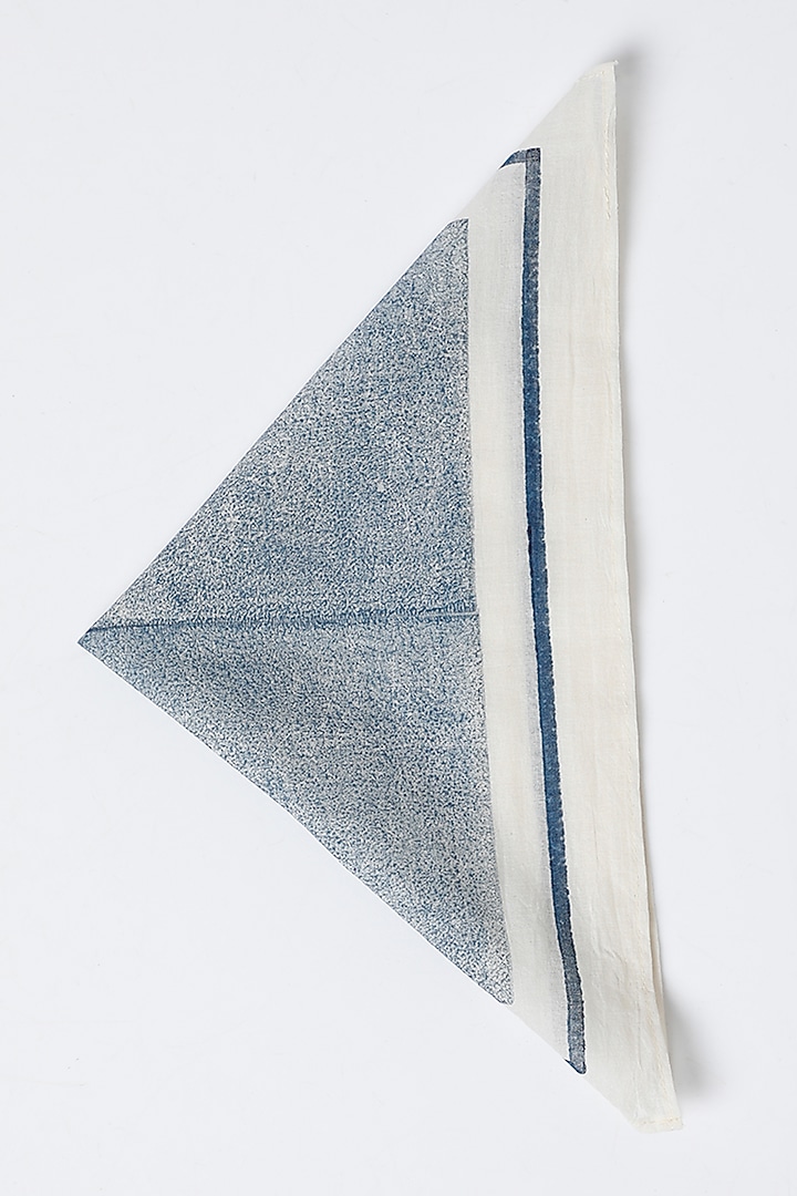 White & Blue Cotton Table Mat & Napkin Set (Set of 8) by Inheritance India at Pernia's Pop Up Shop