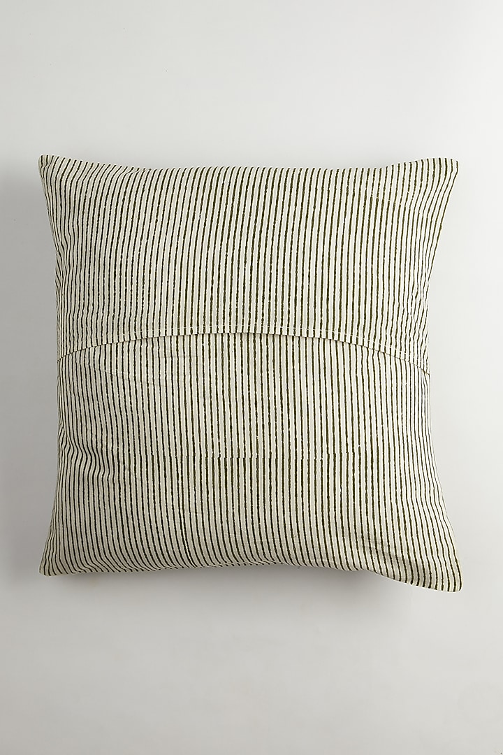 Green & White Geometric Motifs Printed Cushion Covers (Set of 2) by Inheritance India at Pernia's Pop Up Shop