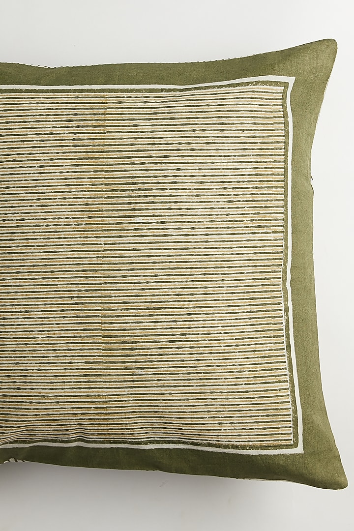 Green & White Geometric Motifs Printed Cushion Covers (Set of 2) by Inheritance India at Pernia's Pop Up Shop