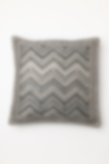White Printed Cushion Cover by Inheritance India