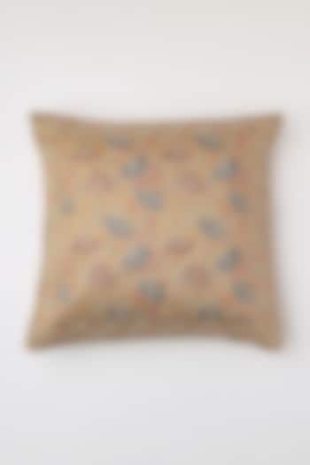 Beige Hand Block Printed Cushion Cover by Inheritance India