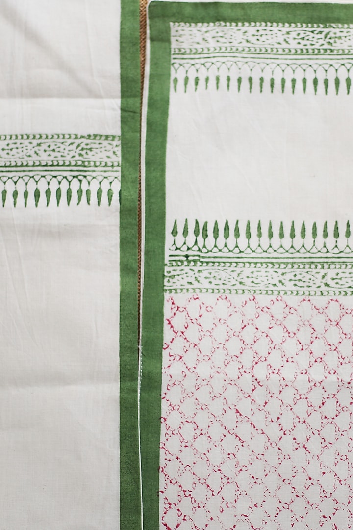 White & Green Cotton Floral Printed Table Mats by Inheritance India at Pernia's Pop Up Shop