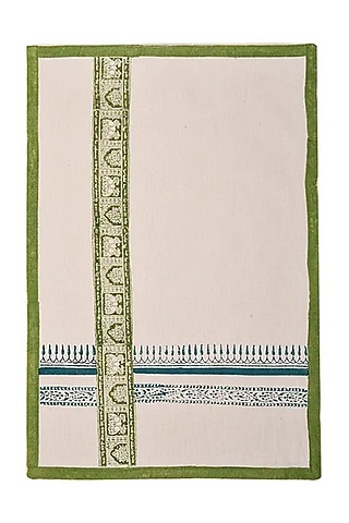 White & Pink Cotton Floral Printed Table Mats by Inheritance India