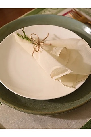 White Cotton Napkins by Inheritance India