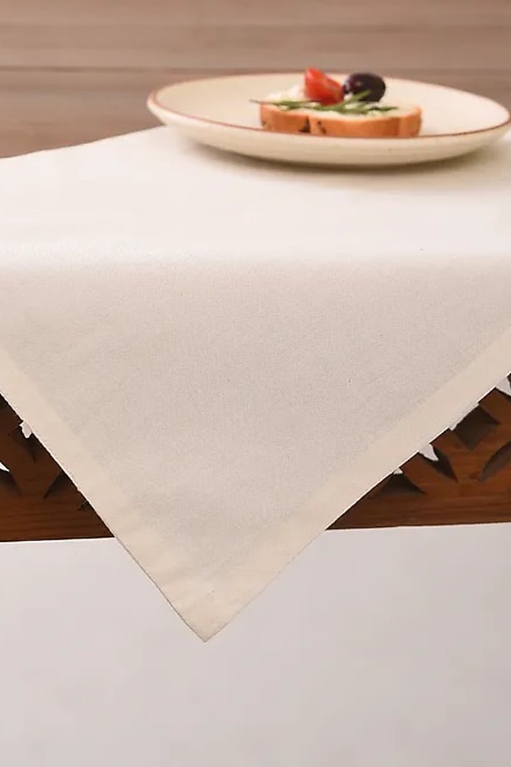 White Cotton Table Mat by Inheritance India