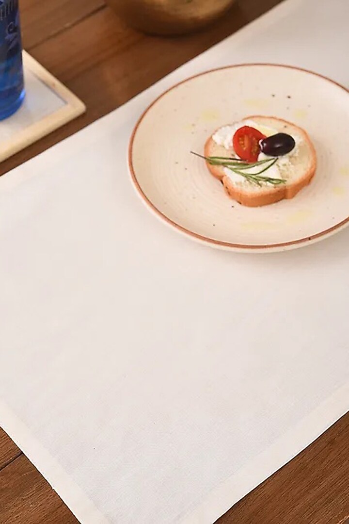 White Cotton Table Mat by Inheritance India at Pernia's Pop Up Shop
