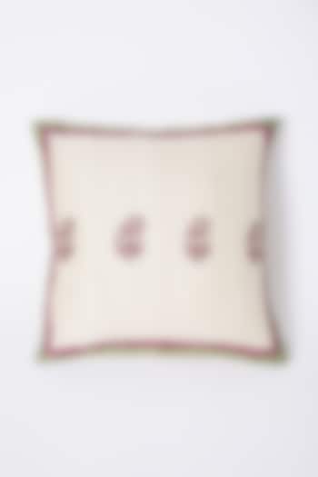 Abstract White Cushion Covers With Hand Block Print (Set of 2) by Inheritance India at Pernia's Pop Up Shop