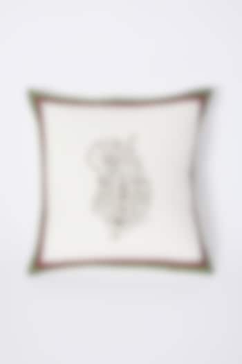 Atrium White Hand Block Printed Cushion Covers (Set of 2) by Inheritance India at Pernia's Pop Up Shop