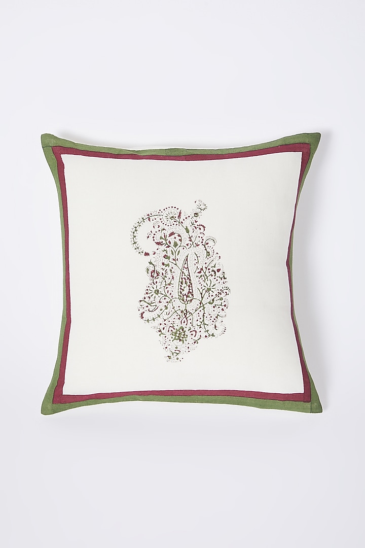 Atrium White Hand Block Printed Cushion Covers (Set of 2) by Inheritance India at Pernia's Pop Up Shop